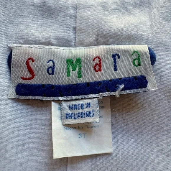 Samara 3T Vintage blue and white Striped Jon-Jon with Baseball/B applique - Picture 6 of 14